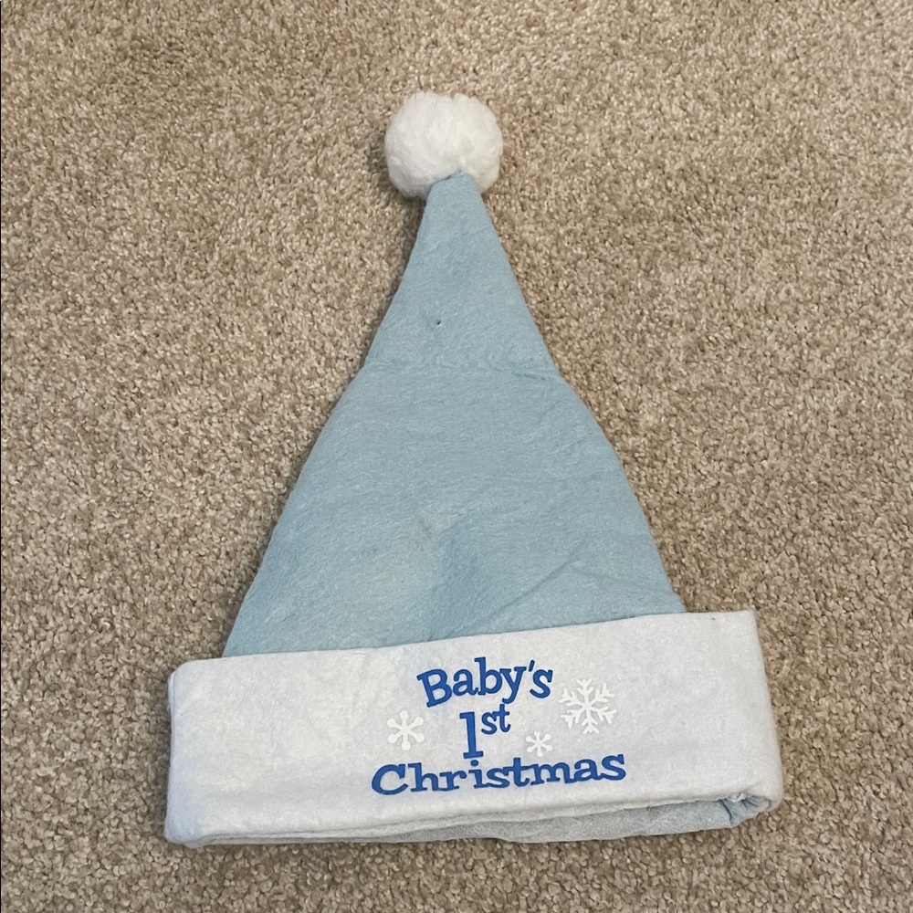 Baby's 1st Christmas Blue Santa Hat